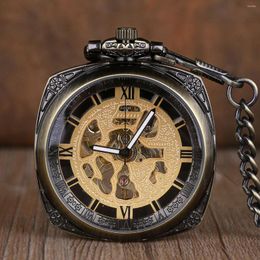 Pocket Watches Bronze Retro Mechacnical Hand-winding Mens Watch Personalised Casual Fashion Men Women Fob