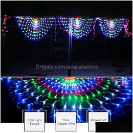 Christmas Decorations Fairy Garland Peacock Mesh Net Led String Lights Outdoor Wedding Window Strings For New Year Party Decor Y2006 Dhwxd