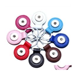 Key Rings 2 Styles Pu Leather Snap Button Chain Snaps Keychains Fit Diy 18Mm Jewellery Drop Delivery Dhnq2