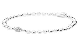 Genuino 925 Sterling Silver Pandora Beads liso Pave Pavera Pulsera de cristal Encaja Charm Diy Fashion Jewelry1319216