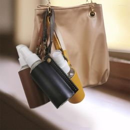 Storage Bottles 60ml Empty Portable Hand Sanitizer Bottle Keychain Holder Travel With Leather Cover Refillable Container