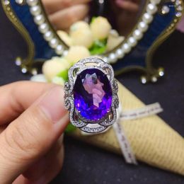Cluster Rings Big Sale Purple Gem Ring Size Affordable Amethyst Gemstone Silver Women Natural 925 Jewellery