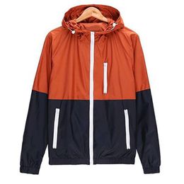 Men's Jackets 2023 Spring Windbreaker Men Casual Lightweight Jacket Hooded Contrast Colour Zipper Up Outwear Plus Size 4XL