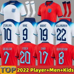 22 23 Kit de crianças do National Englands Football Cirtle Men Kit Define uniformes 2022 Copa do Mundo Mead Soccer Jersey Kane Sterling Rashford Sancho Grealish Mount Saka