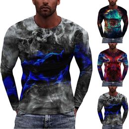 Men's T Shirts Casual Top Shirt Street 3D Digital Printed Tops Round Neck Long Sleeve Warm Soft Daily Winter Blouses For Men