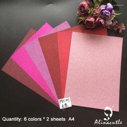 Gift Wrap 12pc 6 Colors X 2sheet Cardstock Paper Card Stock Color Shades Glitter A4 250gsm DIY Scrapbooking Pack Craft