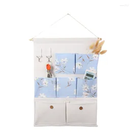 Storage Boxes Cotton Linen Pattern Hanging Bag Wall Mounted Wardrobe Hang Pouch Sock Fabric Organiser