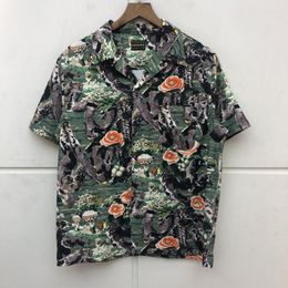 Men's Casual Shirts 2023 Luxury Men Classic KAPITAL Graffiti Flowers Fashion Cotton Shirt High Quality Short Sleeves A60