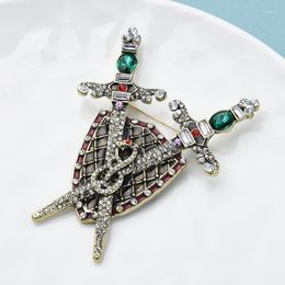 Brooches Wuli&baby Luxury Sword Shield Brooch Pins Women And Men Big Snake Badge Vintage Jewelry Gift Winter Coat Pin