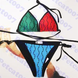 Letter Print Bikini Designer Colourful Swimsuit Summer Bathing Suit Classic Strappy Swimwear For Women