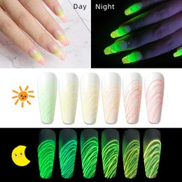 Nail Art Kits Luminous Wire Drawing Gel Nails Polish Spider Web Varnish Painting Liner DIY Design Black White Lacquer UV Manicure