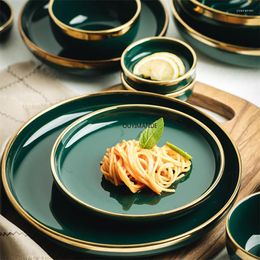Plates Green Ceramic Phnom Penh Plate Steak Nordic Style Tableware Rice Soup Bowl Dinner Dessert Dish Porcelain Dinnerware