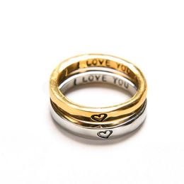 Cluster Rings Forever Love Letter Heart Couple Promise Wedding Never Fade Stainless Steel Engagement Ring Women Men