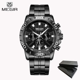 Wristwatches 2023 Watches Men MEGIR Chronograph Sports Watch Waterproof Full Steel Quartz Men's Relogio Masculino