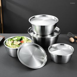 Bowls 304 Stainless Steel Thicken With Lid Salad Egg Mixing Vegetable Bowl Soup Basin Plate Tableware Kitchen Utensils