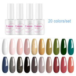 Nail Art Kits Ushiora 6/10/20 Set Matte Effect Gel Polish Nude Glitter Top Base Coat Semi Permanent Soak Off Varnish