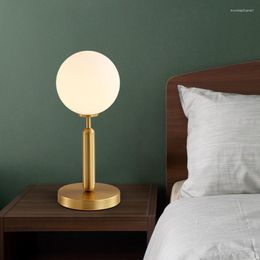 Table Lamps Nordic Simple Glass Ball 90-220v Golden Desk Light Study Office Led Lights Bedroom Bedside Lamp Reading