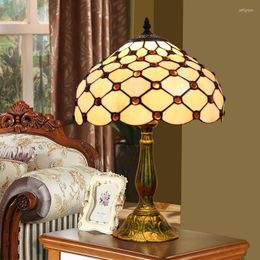 Table Lamps 30CM Tiffany Lamp American Simple Bedroom Bedside Light Retro Creative E27 Resin Base