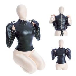 Beauty Items Erotic Costume Bdsm Leather Mummy Restraint Straitjacket with Double Arm Bondage Belt for Women Slave Role Play Binding sexy Toy