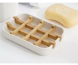 Creative Modern Simple Bathroom Anti Slip Bamboo Fiber Soap Dish Tray Holder 13.2x8.5x2.5cm