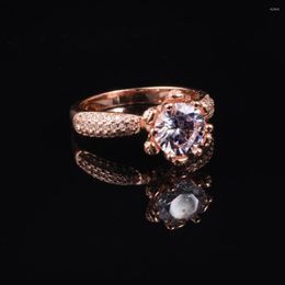 Cluster Rings Luxury 2ct Simulated Diamond Engagement Ring Jewelry Gift Flower Design Solid 925 Silver Rose Gold Wedding For Women