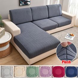 Chair Covers Plush Sofa Seat Cushion Cover Stretch For Living Room Solid Color Corner L-Shape Towel Couch