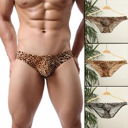 Underpants Men Sexys Leopard Triangles Briefs Low Waist G-String Polyester Breathable High Elasticity Wicking XIN-