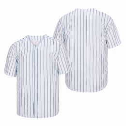 Custom White Navy Blue Stripe Authentic Baseball Jersey Stitching Name Number