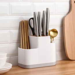 Kitchen Storage Multi-Function Utensil Holder Knife Block PP Flatware Drainer Box Spoon Fork Organiser Rack