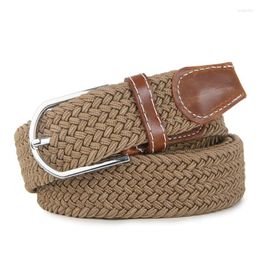 Belts High Quality Fashionable Elastic Canvas For Women Knitted Buckle Adjustable Belt Male Waistband Jeans 2023