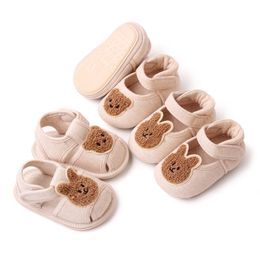 Baby Shoes for Girls First Walkers Toddler Newborn Cute Bear Cotton Shoes Rubber Sole Non Slip Infant Spring Summer Princess Sandal