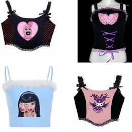 Women's Tanks Y2k Accessories Crop Top Tops Fashion Bustier Lolita T Shirt LolitaTank Kawaii Tank Gothic