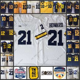 American College Football Wear 21 Desmond Howard Jersey 12 Cade McNamara 12 Devin Gardner 16 Denard Robinson 10 Tom Brady Jersey 2022 NCAA Michigan Wolverines Stitch