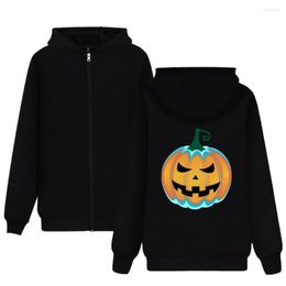 Men's Hoodies Halloween Jack-o'-lantern With Zipper Different Pumpkin Pattern Hooded Sweatshirts All Hallows' Evening Clothing