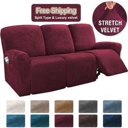 Chair Covers Stretch Velvet 1-2-3 Seater All-inclusive Elastic Recliner Sofas Cover Non-slip Convertible Reclining Relax Armchair Sofa