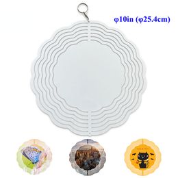 10 inches Aluminium Sublimation Printable 3D Wind Spinners Blanks Double Side Gloss White Round Circle DIY Hanging Decoration New