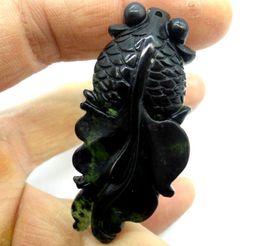 Pendant Necklaces Wholesale Natural Stone Chinese Hand-carved Statue Of Fish Amulet For Diy Jewelry Making Necklace Accessories S1