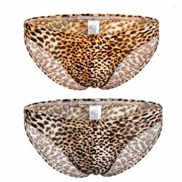 Underpants 2PCS Leopard Briefs Men's Panties Elastic Sexy Underwear Mens Gay Jockstrap Porno Lingerie Breathable Shorts