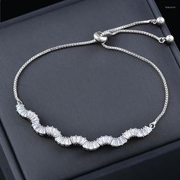 Link Bracelets SINLEERY Crystal For Women Rose Gold Silver Color On Hand Fashion Jewelry Wedding Accessories CZ018 SSB