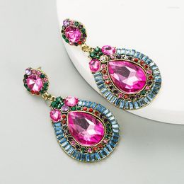 Dangle Earrings Pink Luxury Crystal For Women Elegant Rhinestone Statement Pendants Earring Wedding Girl Bride Jewellery Bijoux