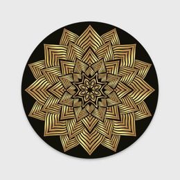 Carpets Home Accessories For Bedroom Ethnic Style Printed Round Carpet Golden Geometric Pattern Living Room Decor Rugs Area Rug