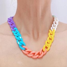 Choker Chokers Hip Hop Long Resin Chain Necklaces For Women Boho Colourful Plastic Bohemian Fashion Gift Jewellery