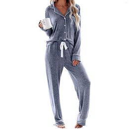 Women's Sleepwear Womens Night Wear Women's Two Piece SuitOf Gradient Solid Colour Top Pants Set O Neck Long Sleeve Sports Casual