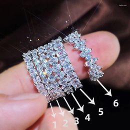 Wedding Rings Fashion Shine Women Micro Pave Big Round/Square/Oval CZ Promise For Engagement Jewellery