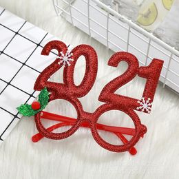 Christmas Decorations Merry Party Gitter Glasses Frame Year Decor Novelty Costume Fancy Dress Eyeglasses For Xmas Holiday Gift