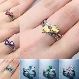 Wedding Rings CAOSHI Lovely Double Heart Shape Cubic Zirconia Engagement For Women Romantic Proposal Jewellery Anniversary Gift Wholesale