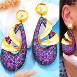 Dangle Earrings Missvikki Dubai Style Luxury Big Pendant For Women Wedding Engagement Party Show Original Design Fashion CZ