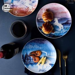 Plates Star Universe Dinner 8 Inch Ceramic Tableware Dessert Steak Bread Plate Set Christmas For