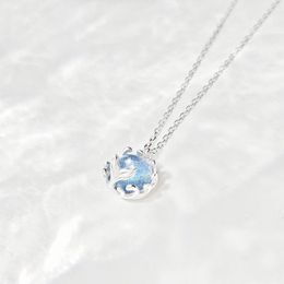 Pendant Necklaces Fashion Style Mermaid Tears Foam Necklace Simple Tail Blue Crystal Clavicle Chain For Women AccessoriesPendant