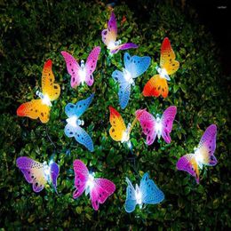 Garden Decorations 12 LED Solar Power Lamp Butterfly String Lights Multi Colours Outdoor Wedding Decor Lighting For Party